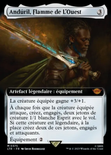 Andúril, Flamme de L'Ouest, carte Magic LTR 375 — extension Le Seigneur des Anneaux : chroniques de la Terre du Milieu