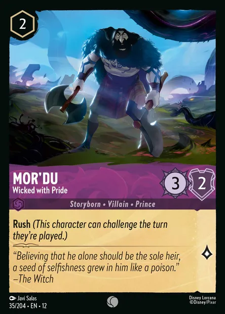 Mor'du - Wicked with Pride, Disney Lorcana card CH12-035 — Wilds Unknown set