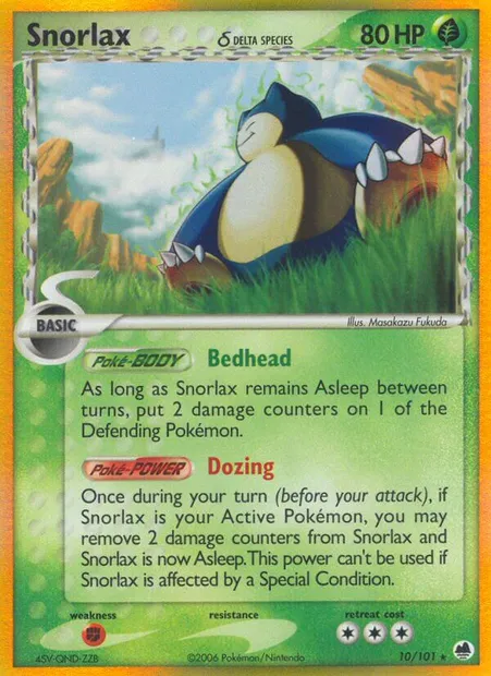 Snorlax δ, Pokémon card DF 10 — Dragon Frontiers set