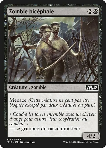 Zombie bicéphale, carte Magic M19 123 — extension Core Set 2019