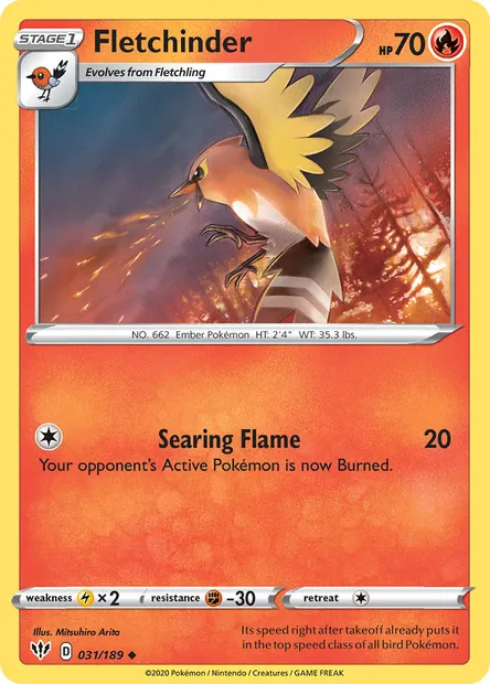 Fletchinder, Pokémon card DAA 31 — Darkness Ablaze set