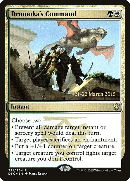 Commandement de Dromoka, carte Magic PDTK 221s — extension Dragons of Tarkir Promos