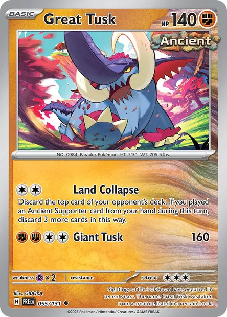 Great Tusk, Pokémon card PRE 055 — Prismatic Evolutions set