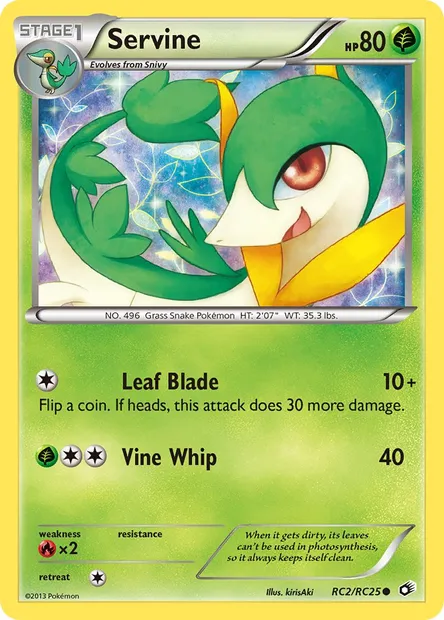 Servine, Pokémon card LTR RC2 — Legendary Treasures set