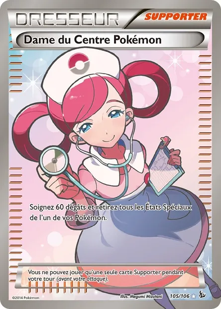 Dame du Centre Pokémon, carte Pokémon FLF 105 — extension Étincelles