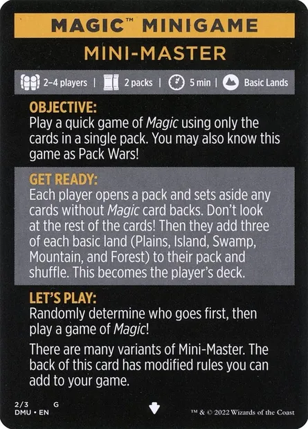 Mini-Master // Mini-Master (cont'd), carte Magic MDMU 2 — extension Dominaria United Minigames