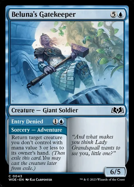 Beluna's Gatekeeper // Entry Denied, Magic card WOE 43 — Wilds of Eldraine set