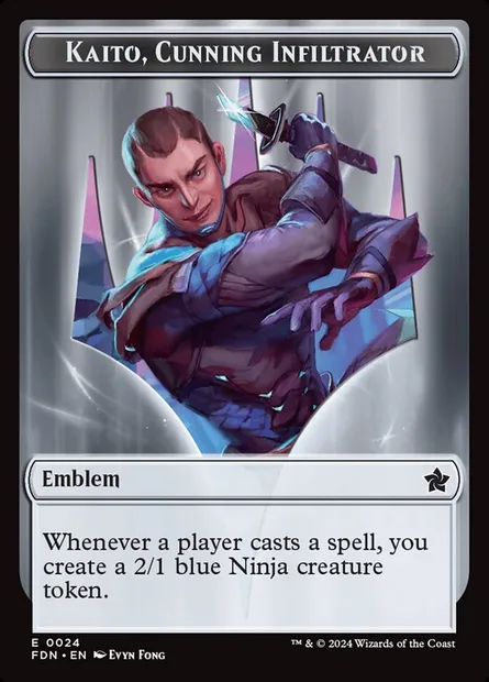 Kaito, Cunning Infiltrator Emblem, Magic card TFDN 24 — Foundations Tokens set