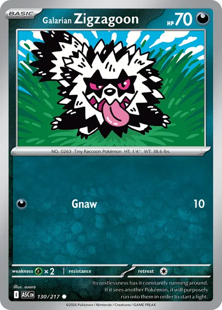 Galarian Zigzagoon, Pokémon card ASC 130 — Ascended Heroes set