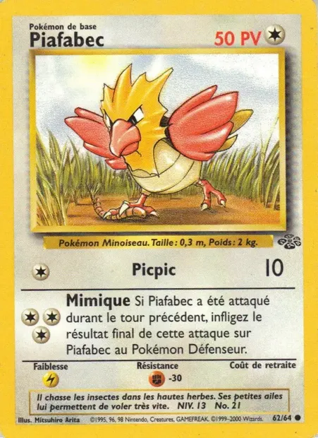Piafabec, carte Pokémon JU 62 — extension Jungle