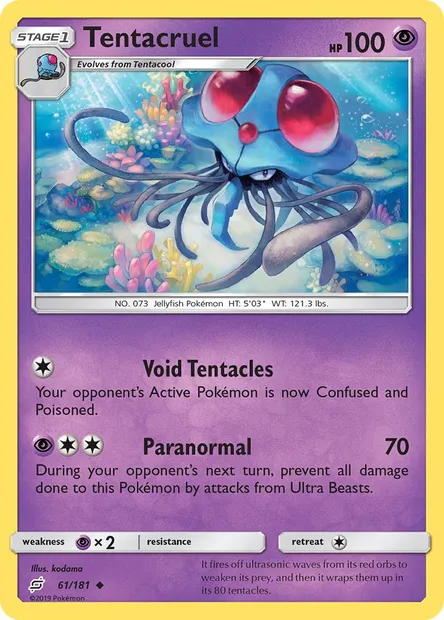 Tentacruel, Pokémon card TEU 61 — Team Up set