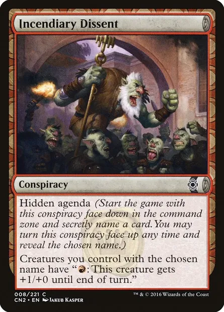 Incendiary Dissent, Magic card CN2 8 — Conspiracy: Take the Crown set