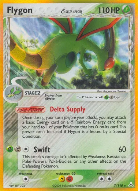 Flygon δ, Pokémon card HP 7 — Holon Phantoms set