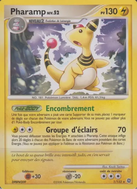 Pharamp, carte Pokémon SW 1 — extension Merveilles Secrètes