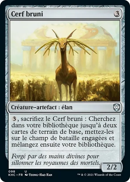 Cerf bruni, carte Magic KHC 98 — extension Kaldheim Commander