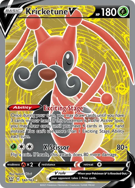 Kricketune V, Pokémon card BST 142 — Battle Styles set
