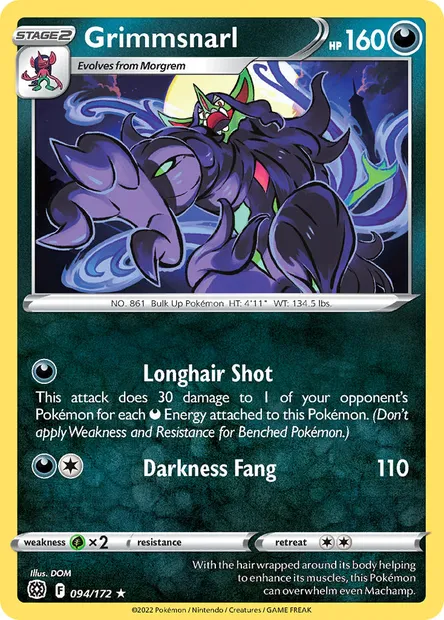 Grimmsnarl, Pokémon card BRS 094 — Brilliant Stars set