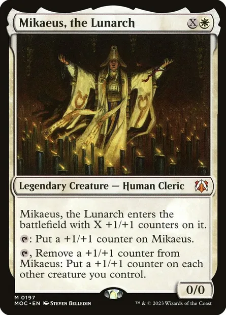 Mikaeus, the Lunarch, Magic card MOC 197 — March of the Machine Commander set