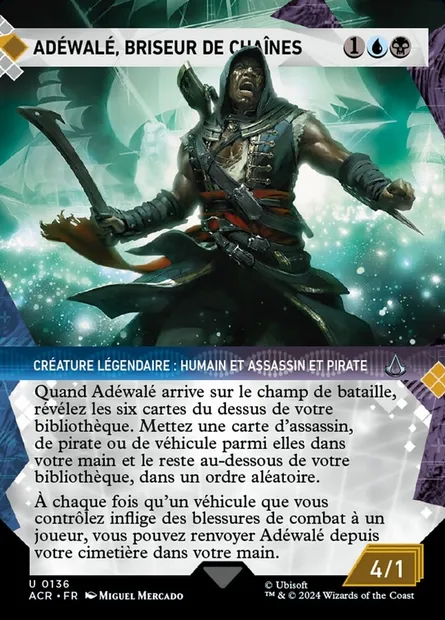 Adéwalé, briseur de chaînes, carte Magic ACR 136 — extension Assassin's Creed