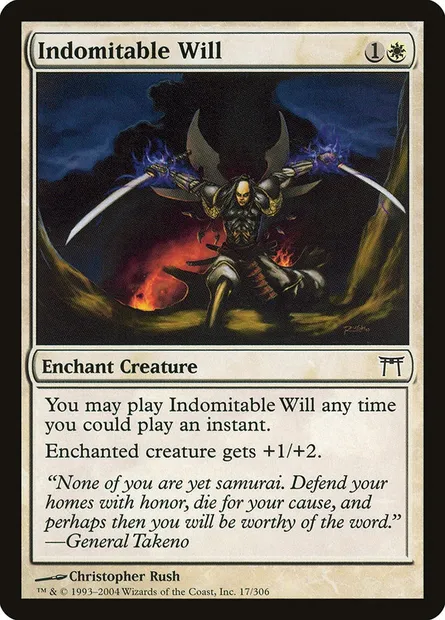 Volonté indomptable, carte Magic CHK 17 — extension Guerriers de Kamigawa