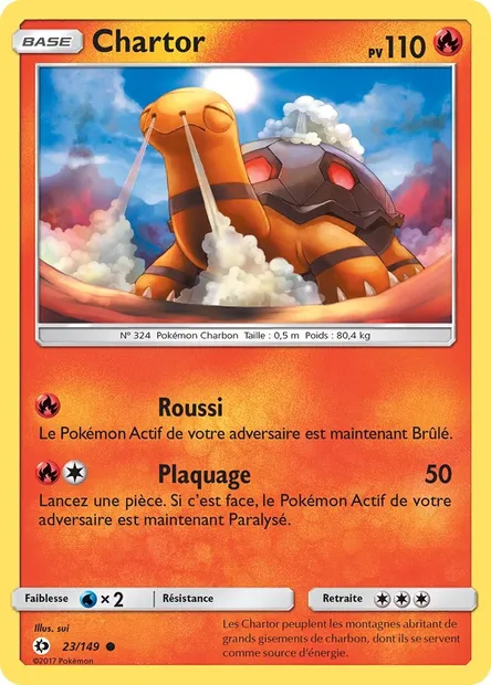 Chartor, carte Pokémon SUM 23 — extension Soleil et Lune