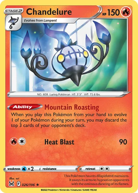 Chandelure, Pokémon card LOR 026 — Lost Origin set