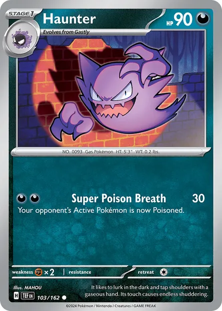 Haunter, Pokémon card TEF 103 — Temporal Forces set