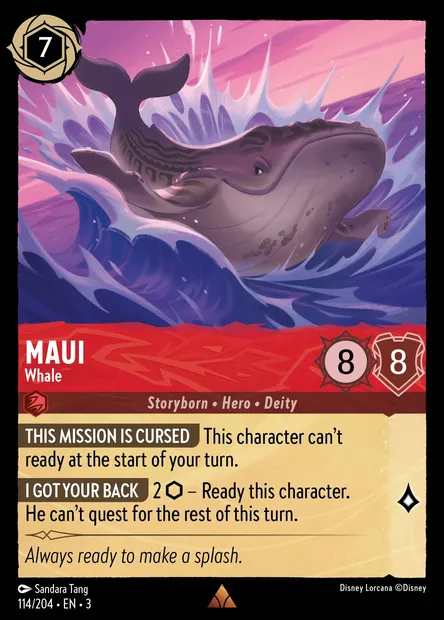Maui - Whale, Disney Lorcana card CH3-114 — Into the Inklands set