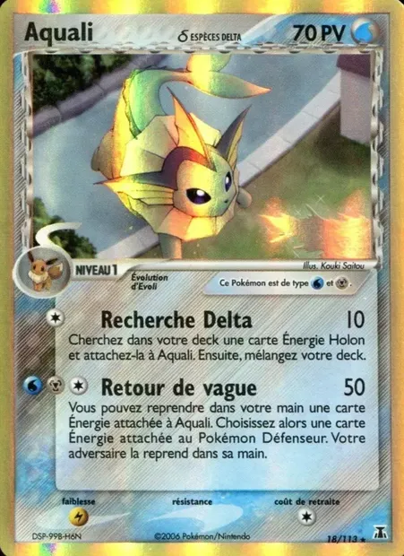 Aquali δ, carte Pokémon DS 18 — extension EX Espèces Delta