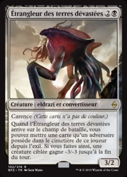Étrangleur des terres dévastées, carte Magic BFZ 102 — extension La bataille de Zendikar