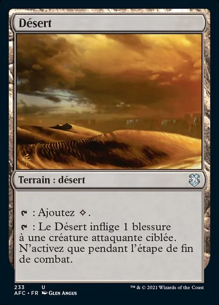 Désert, carte Magic AFC 233 — extension Forgotten Realms Commander