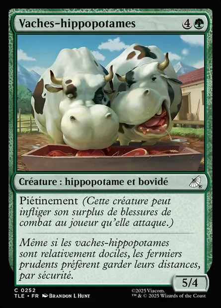 Vaches-hippopotames, carte Magic TLE 252 — extension Avatar: The Last Airbender Eternal
