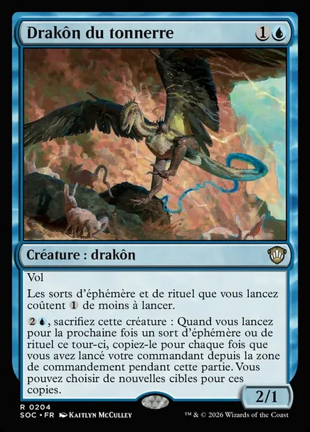Drakôn du tonnerre, carte Magic SOC 204 — extension Secrets of Strixhaven Commander