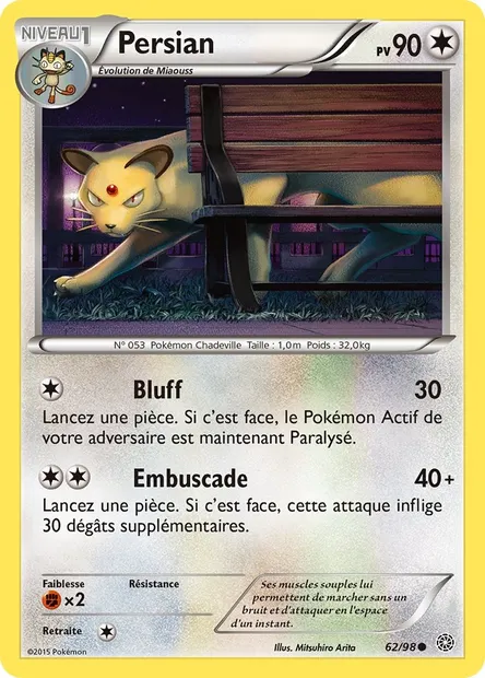 Persian, carte Pokémon AOR 62 — extension Origines Antiques
