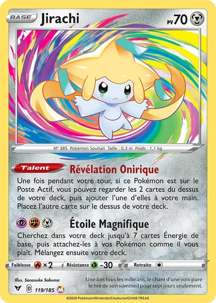Jirachi, carte Pokémon VIV 119 — extension Voltage Éclatant