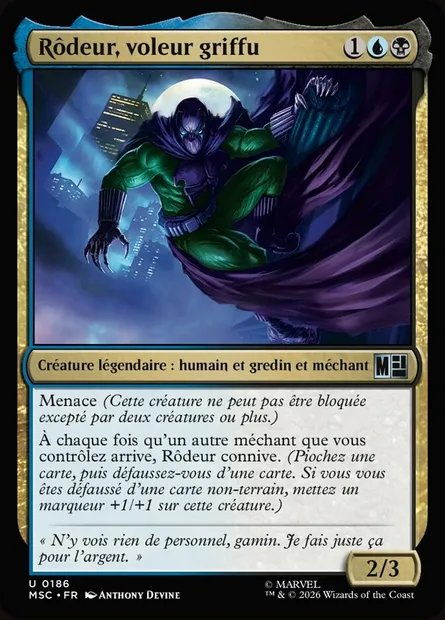 Rôdeur, voleur griffu, carte Magic MSC 186 — extension Marvel Super Heroes Commander