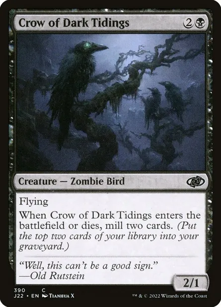 Crow of Dark Tidings, Magic card J22 390 — Jumpstart 2022 set