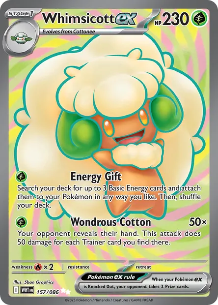 Whimsicott ex, Pokémon card WHT 157 — White Flare set