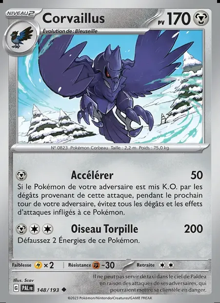 Corvaillus, carte Pokémon PAL 148 — extension Évolutions à Paldea