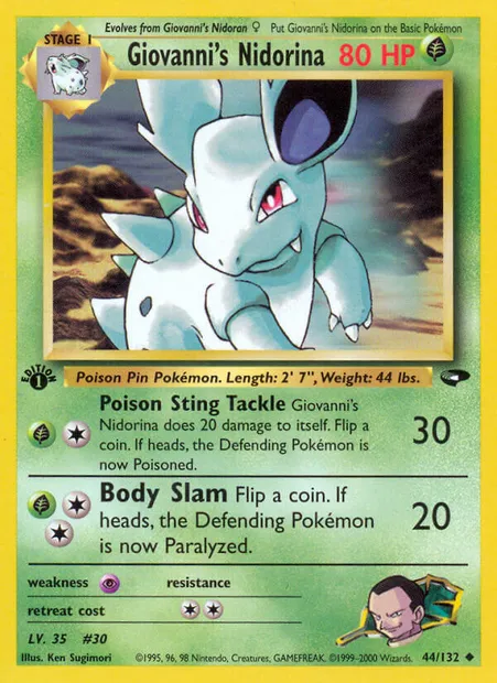Giovanni's Nidorina, Pokémon card GC 44 — Gym Challenge set