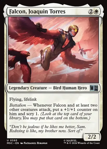 Falcon, Joaquin Torres, Magic card MSC 593 — Marvel Super Heroes Commander set