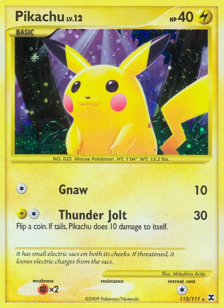 Pikachu, Pokémon card RR 112 — Rising Rivals set