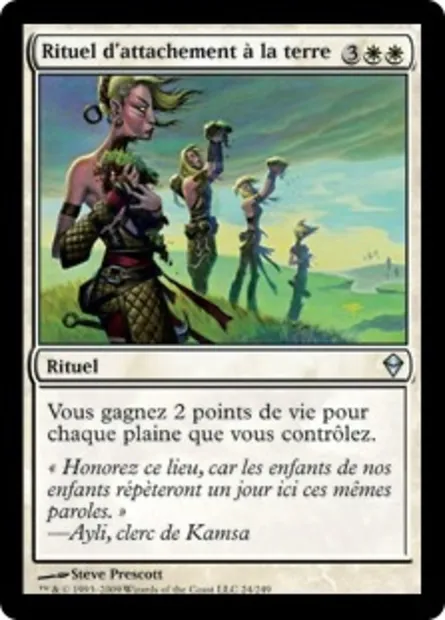 Rituel d'attachement à la terre, carte Magic ZEN 24 — extension Zendikar