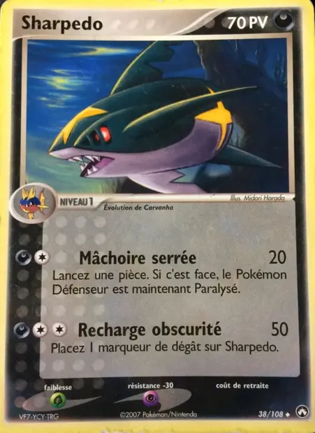 Sharpedo, carte Pokémon PK 38 — extension EX Gardiens du Pouvoir