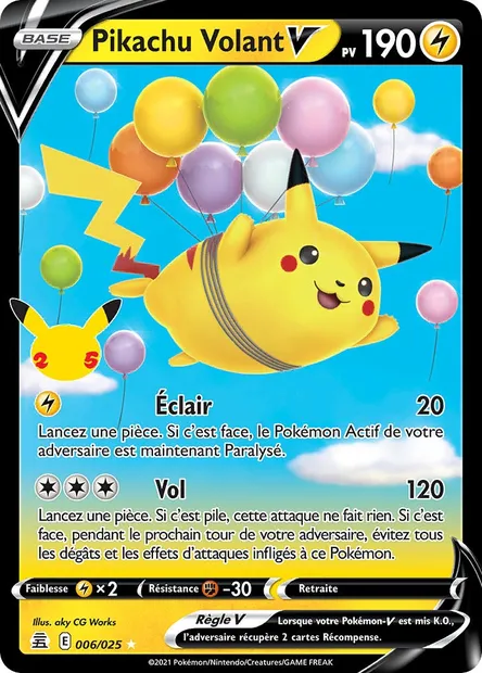 Pikachu Volant V, carte Pokémon CEL 6 — extension Célébrations