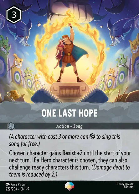 One Last Hope, Disney Lorcana card CH9-222 — Fabled set