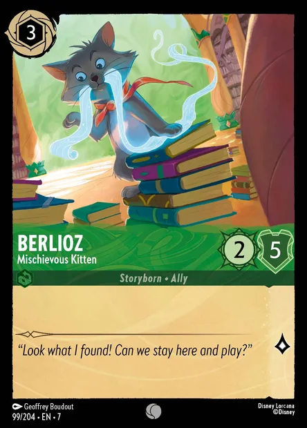 Berlioz - Mischievous Kitten, Disney Lorcana card CH7-099 — Archazia's Island set