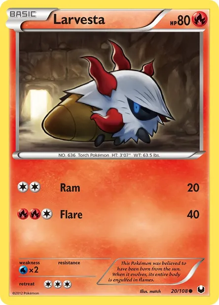 Larvesta, Pokémon card DEX 20 — Dark Explorers set