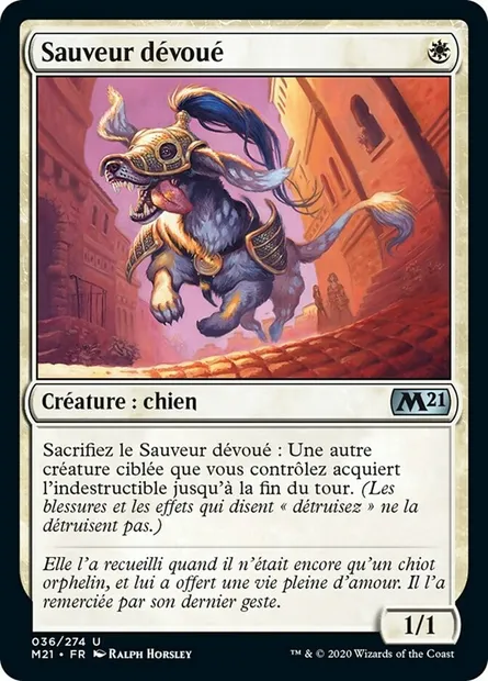 Sauveur dévoué, carte Magic M21 36 — extension Core Set 2021