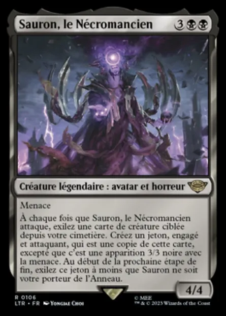 Sauron, le Nécromancien, carte Magic LTR 106 — extension Le Seigneur des Anneaux : chroniques de la Terre du Milieu